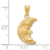 14K Yellow Gold Satin Diamond-cut Moon Charm view 4