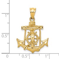 14K Yellow Gold Satin Diamond-cut Mariners Crucifix Pendant view 3