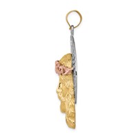 14K Tri-color Diamond-cut Large Jesus Pendant view 2