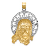 14K Tri-color Diamond-cut Large Jesus Pendant view 4