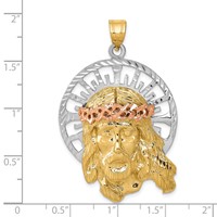 14K Tri-color Diamond-cut Large Jesus Pendant view 3