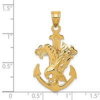 14K Yellow Gold Mariners Cross Pendant with Eagle view 3