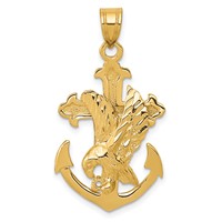 14K Yellow Gold Mariners Cross Pendant with Eagle view 1