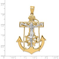 14K Two-tone Large Mariners Crucifix Pendant view 4