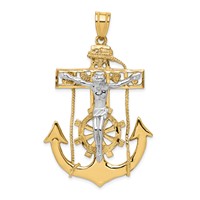 14K Two-tone Large Mariners Crucifix Pendant view 1