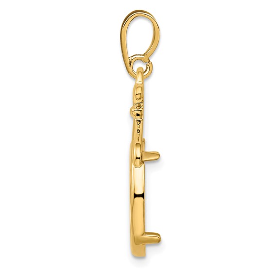 14ky Fancy Pointed & Curved Prong Coin Bezel Pendant                