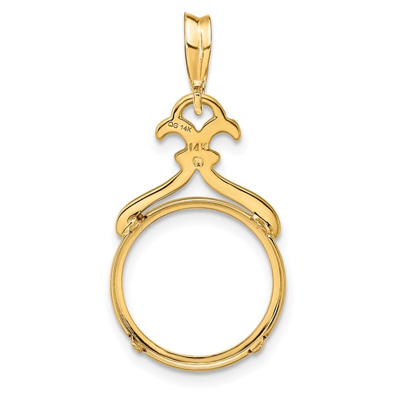 14ky Fancy Pointed & Curved Prong Coin Bezel Pendant                