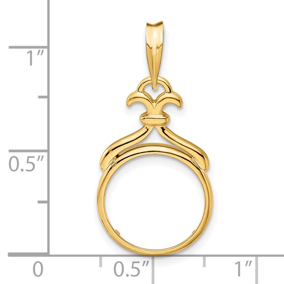 14ky Fancy Pointed & Curved Prong Coin Bezel Pendant                