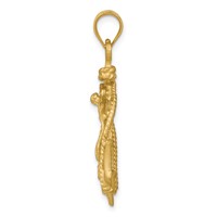 14K Yellow Gold Satin Diamond-cut Mariners Crucifix Pendant view 2