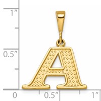 14K Yellow Gold Textured Initial a Charm view 4