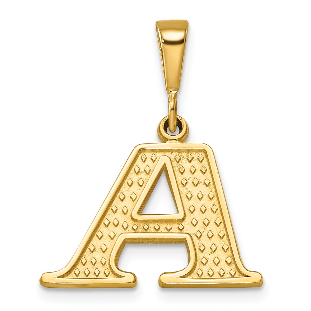14K Yellow Gold Textured Initial a Charm