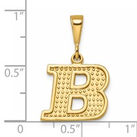 14K Yellow Gold Textured Initial B Charm view 4