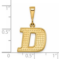 14K Yellow Gold Textured Initial D Charm view 4