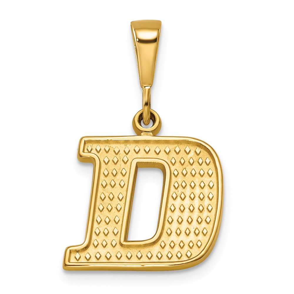 14K Yellow Gold Textured Initial D Charm
