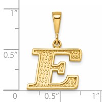 14K Textured Initial E Charm view 4