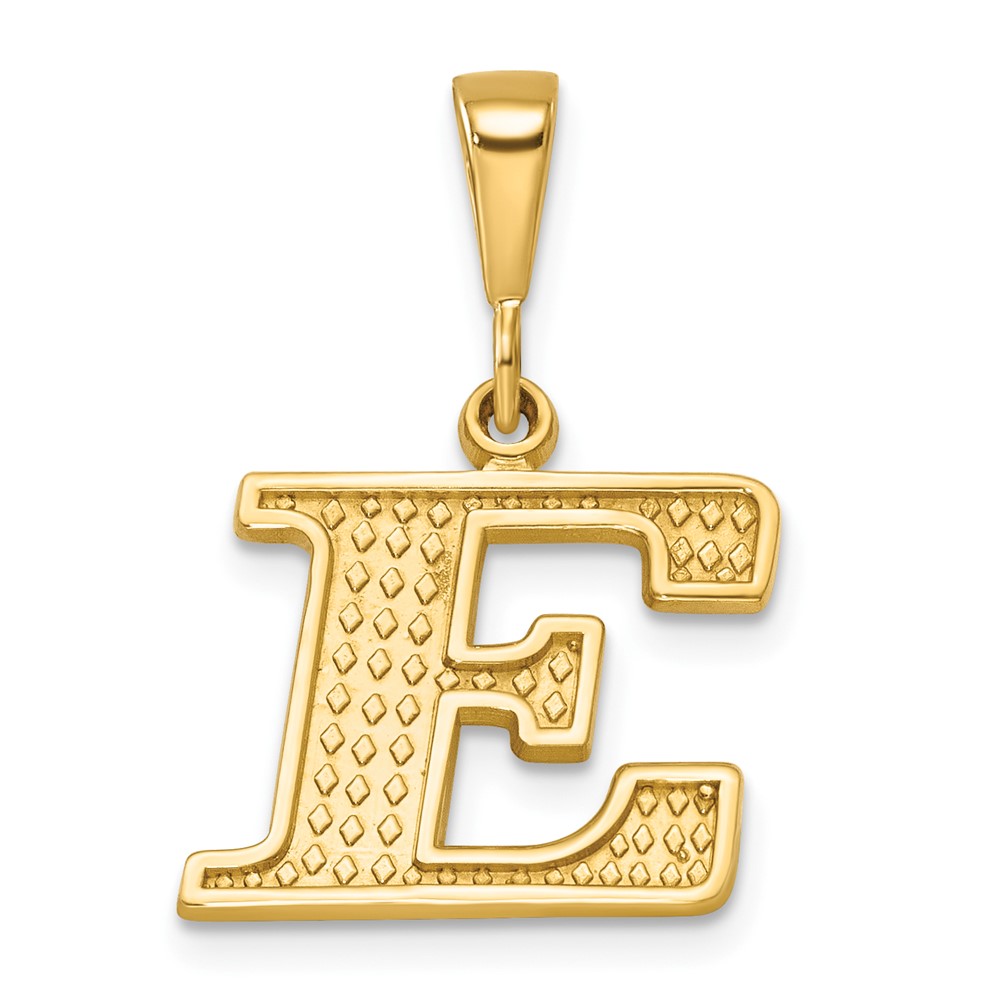 14K Textured Initial E Charm