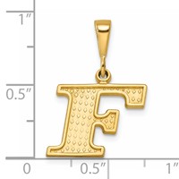 14K Textured Initial F Charm view 4