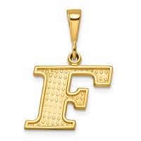 14K Textured Initial F Charm view 1