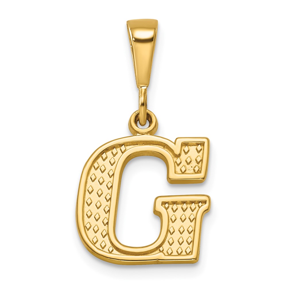 14K Yellow Gold Textured Initial G Charm