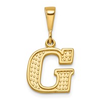 14K Yellow Gold Textured Initial G Charm view 1
