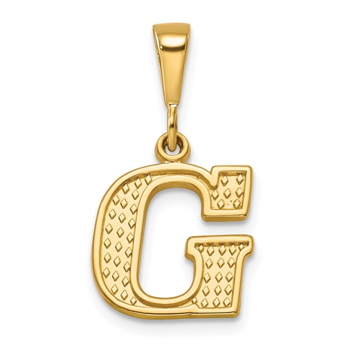 14K Yellow Gold Textured Initial G Charm