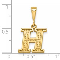 14K Yellow Gold Textured Initial H Charm view 4