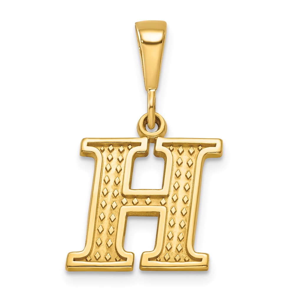 14K Yellow Gold Textured Initial H Charm
