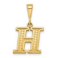 14K Yellow Gold Textured Initial H Charm view 1
