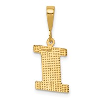 14K Yellow Gold Textured Initial I Charm view 3