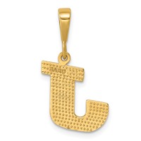 14K Yellow Gold Textured Initial J Charm view 3