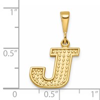 14K Yellow Gold Textured Initial J Charm view 4