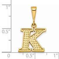 14K Textured Initial K Charm view 4