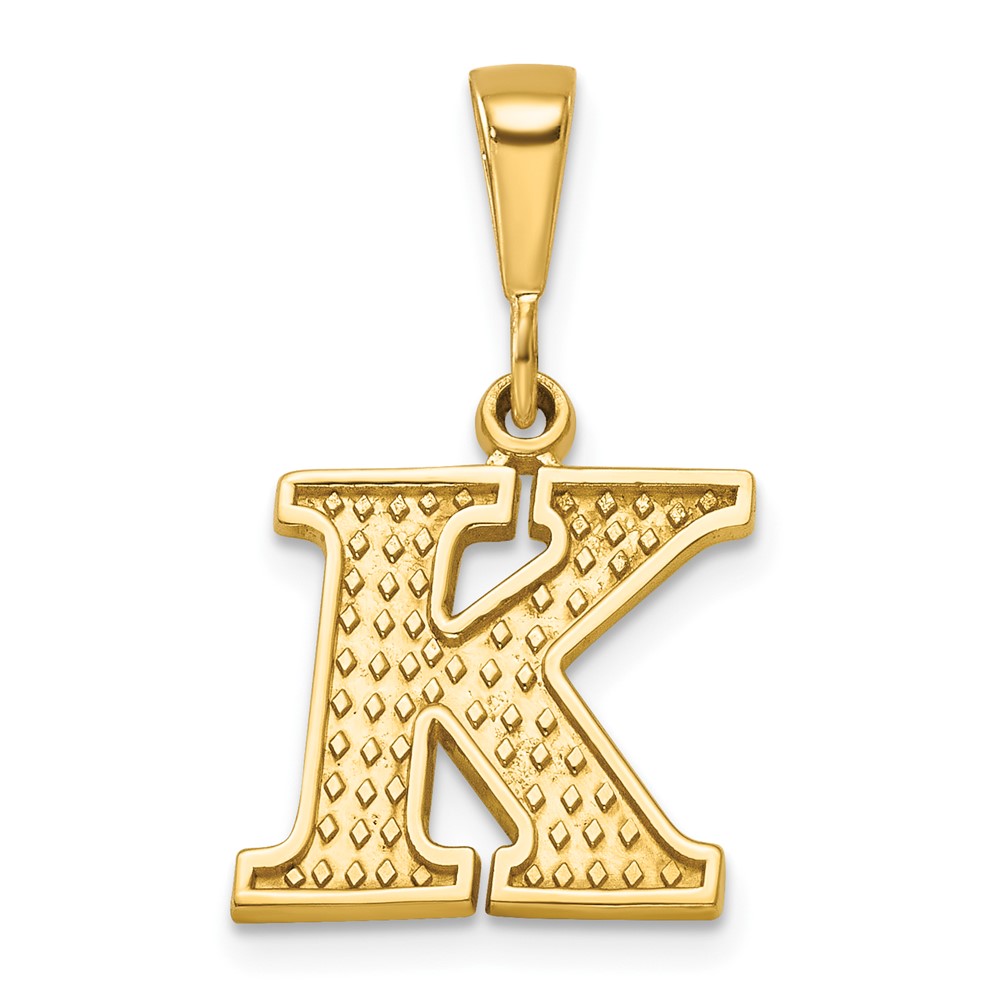14K Textured Initial K Charm