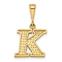 14K Textured Initial K Charm view 1