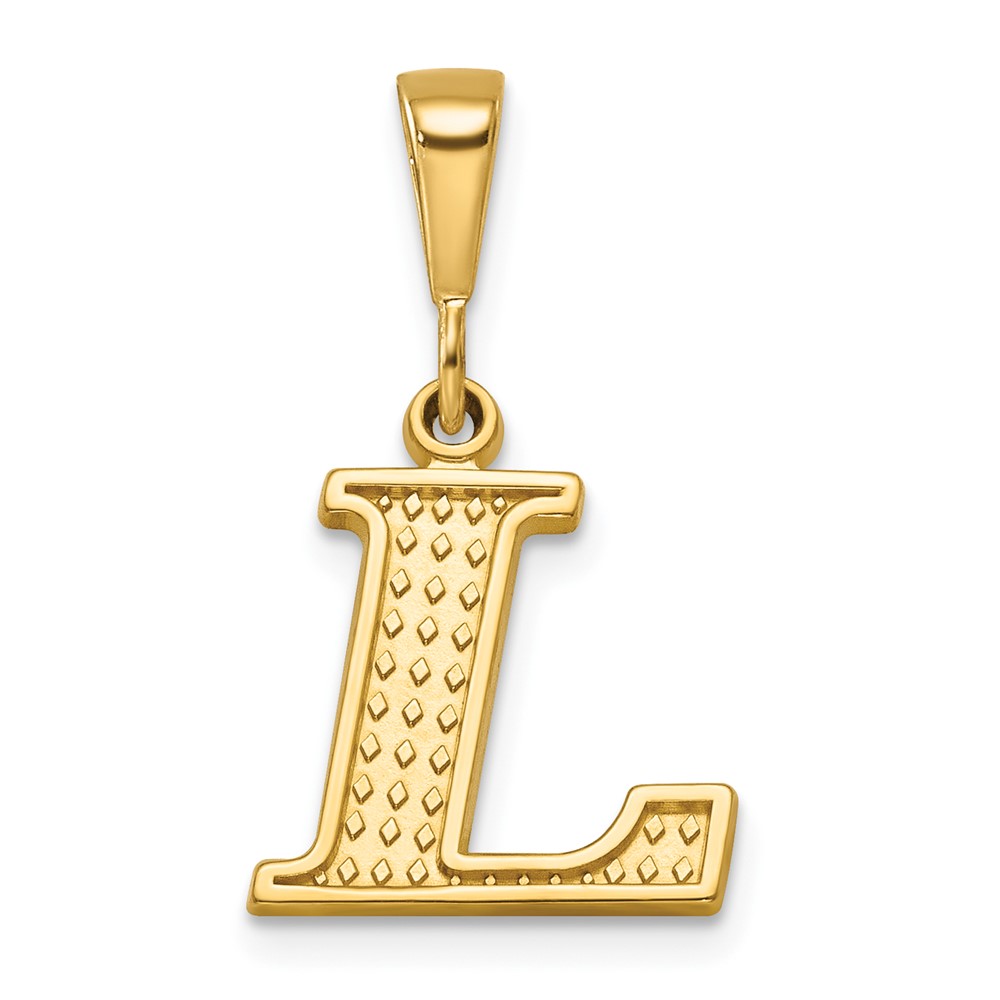 14K Yellow Gold Textured Initial L Charm