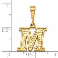 14K Textured Initial M Charm view 4