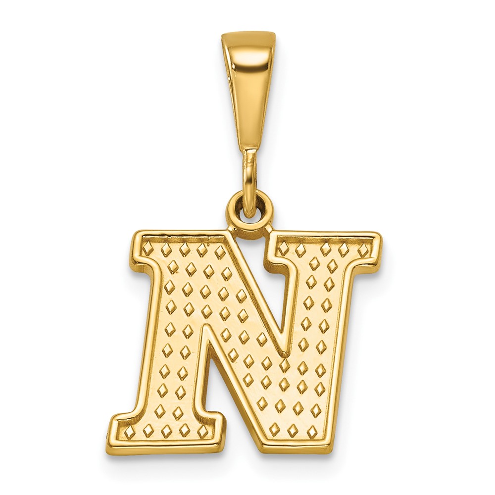 14K Textured Initial N Charm
