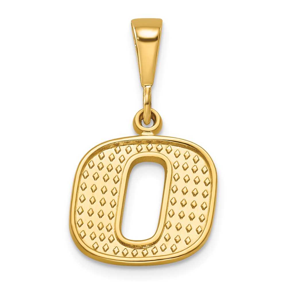 14K Textured Initial O Charm