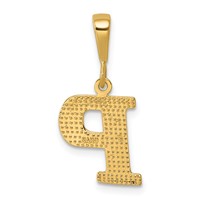14K Textured Initial P Charm view 3
