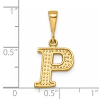 14K Textured Initial P Charm view 4