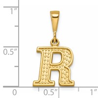 14K Yellow Gold Textured Initial R Charm view 4