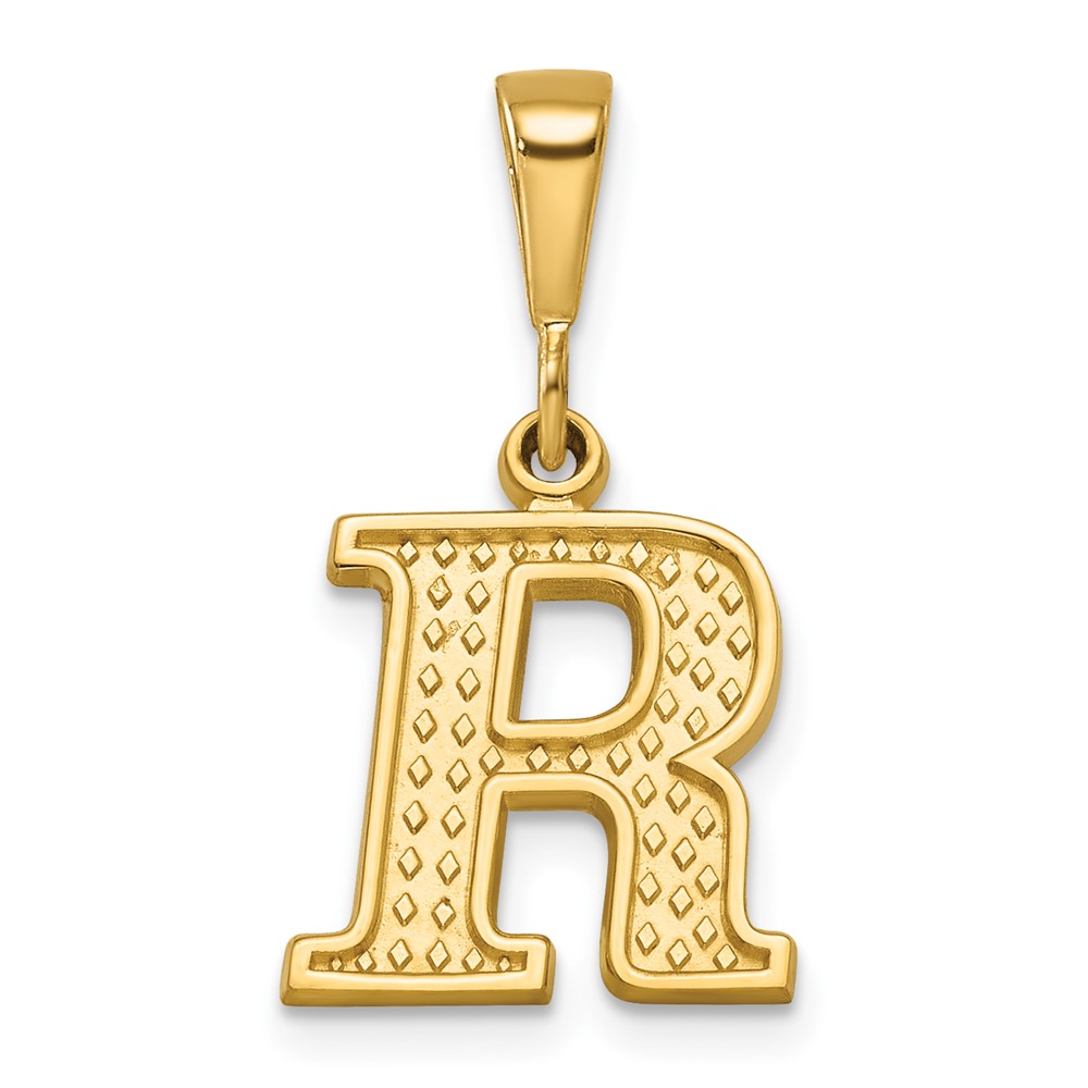14K Yellow Gold Textured Initial R Charm