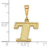 14K Textured Initial T Charm view 4