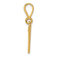 14K Yellow Gold Textured Initial V Charm view 2