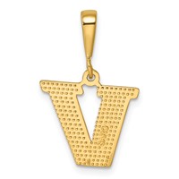 14K Yellow Gold Textured Initial V Charm view 3