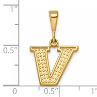 14K Yellow Gold Textured Initial V Charm view 4