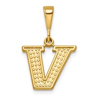 14K Yellow Gold Textured Initial V Charm view 1