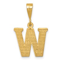 14K Yellow Gold Textured Initial W Charm view 3