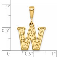 14K Yellow Gold Textured Initial W Charm view 4