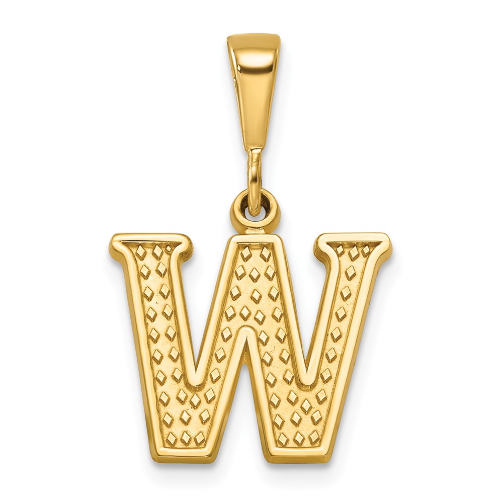 14K Yellow Gold Textured Initial W Charm